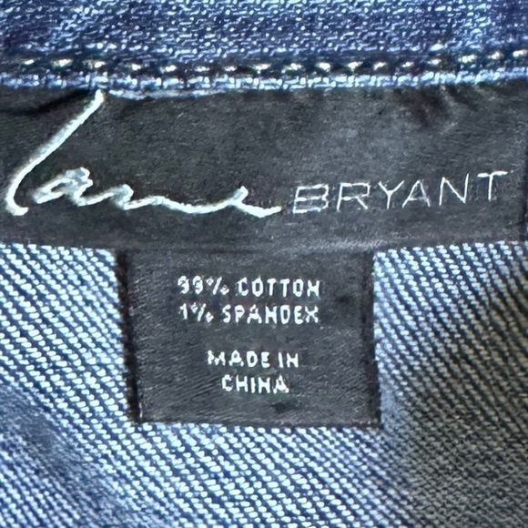 Lane Bryant Studded Crop 12 Trucker Jean Jacket Stretch Denim 90s Y2K - Picture 7 of 8